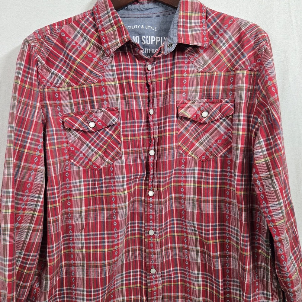Vtg Y2k Mossimo Supply Co. Western Pearl‎ Snap Shirt Mens XL Athletic Fit 2000